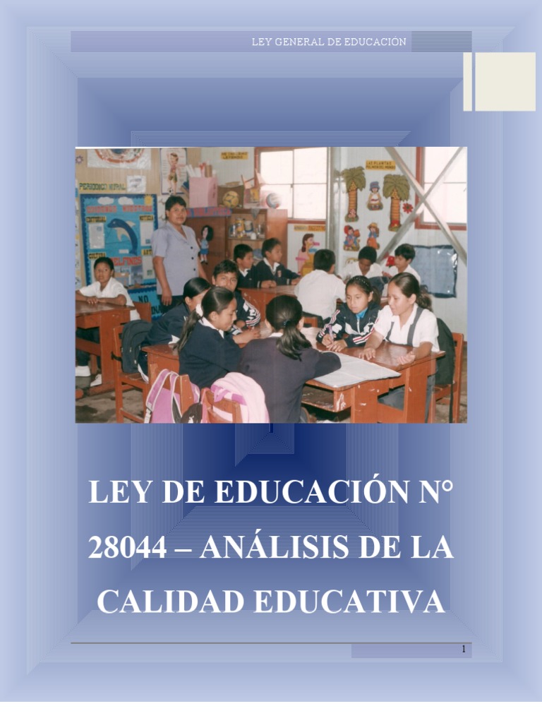 Análisis de la Ley 28044 de Educación | PDF | Educación primaria ...