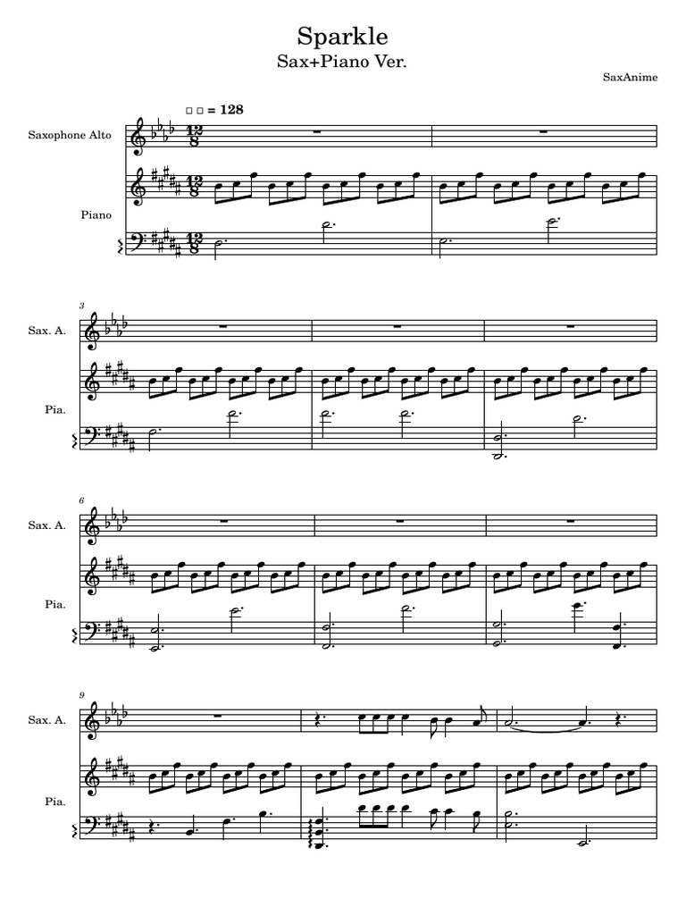 Sparkle Saxpiano Your Name Kimi No Na Wa Ost Pdf Popular Music