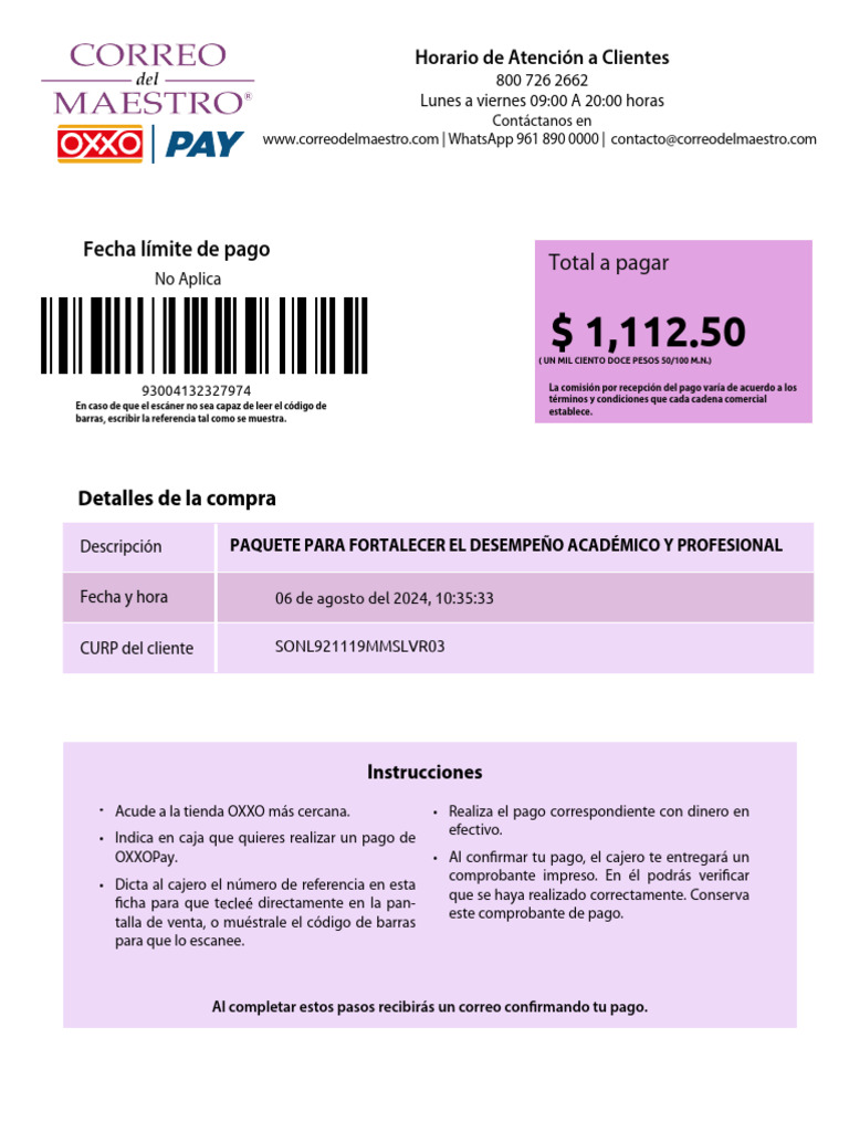 Instrucciones para Pago OXXOPay | PDF