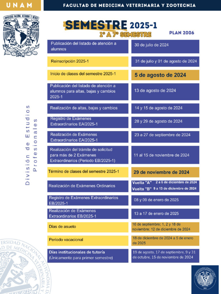 Calendario - Semestral - 2025-1 (1) H | PDF