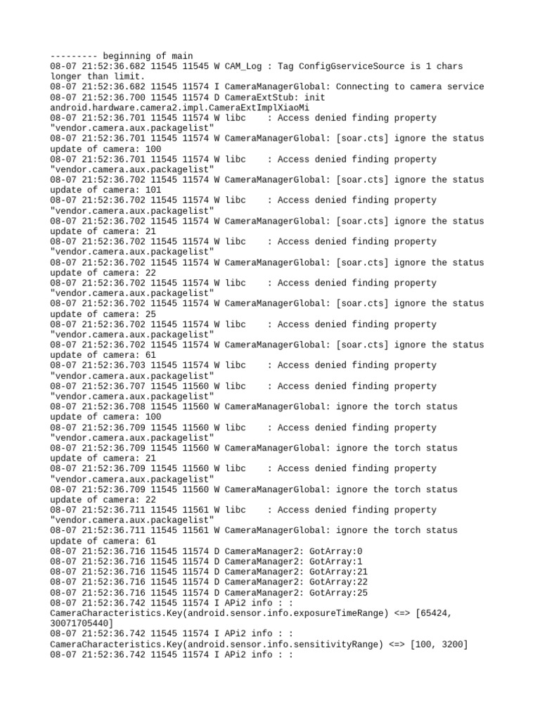 Camera Service Log Analysis | PDF | Software Engineering | Computer ...