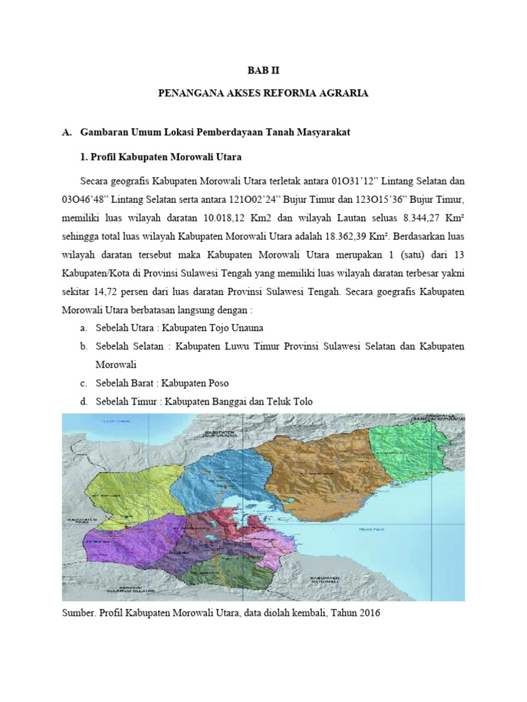 Luas Wilayah Kabupaten Morowali Utara | PDF
