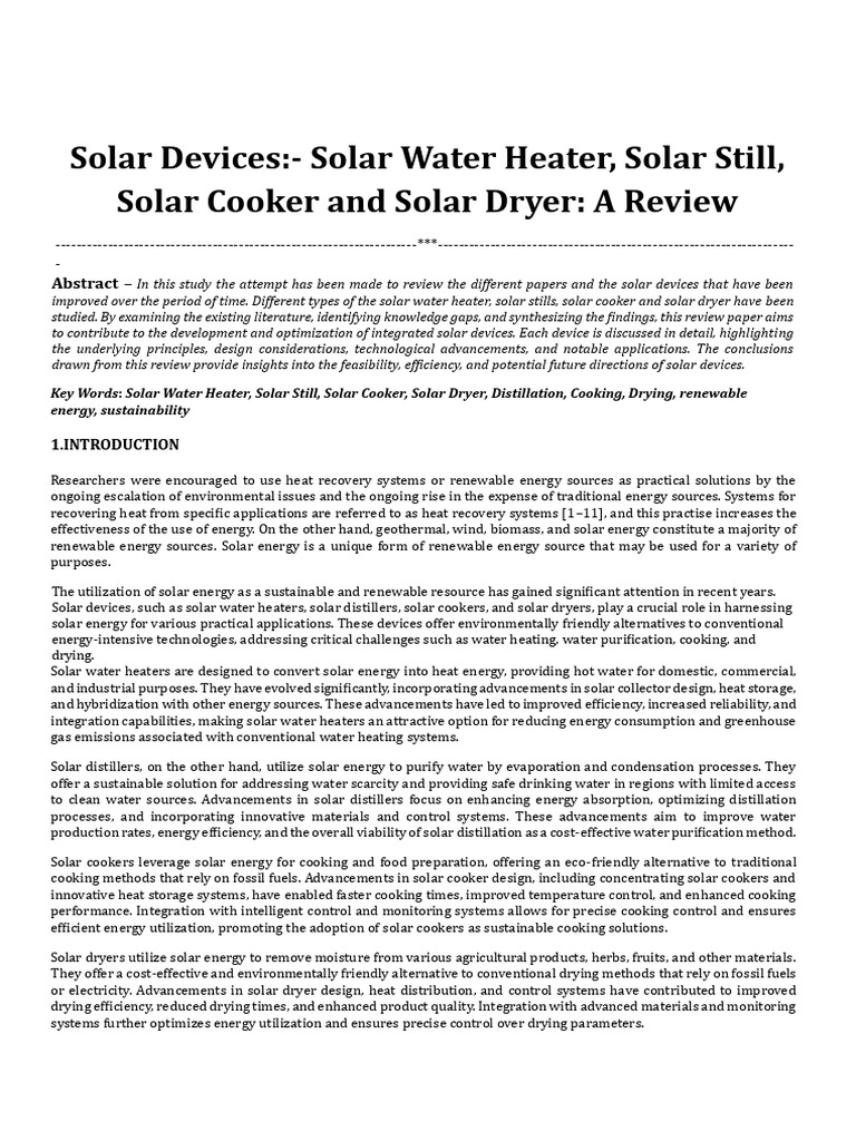 Review of Solar Heating Devices | PDF | Solar Energy | Water Heating