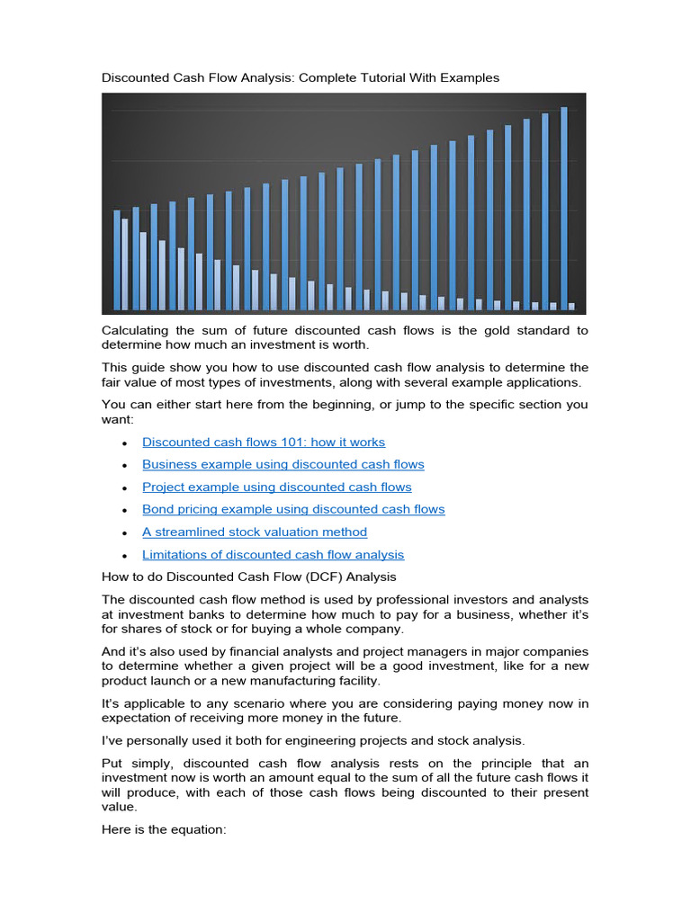 Discounted Cash Flow Analysis Guide | PDF | Discounted Cash Flow ...