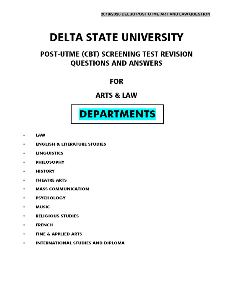 DELSU 2019/2020 Post-UTME Questions | PDF | Intelligence Quotient