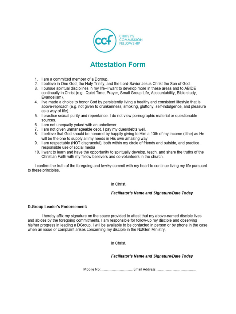 CCF Attestation Form | PDF