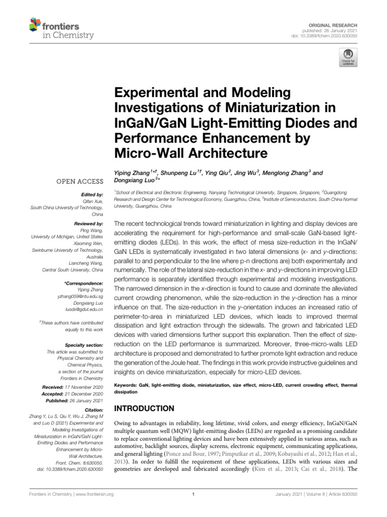 Miniaturization Effects on InGaN/GaN LEDs | PDF | Light Emitting Diode ...