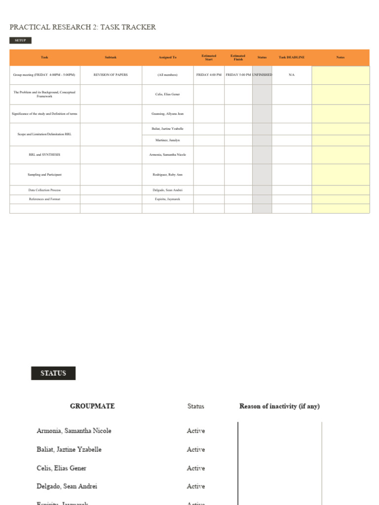 Practical Research 2 Task Tracker | PDF