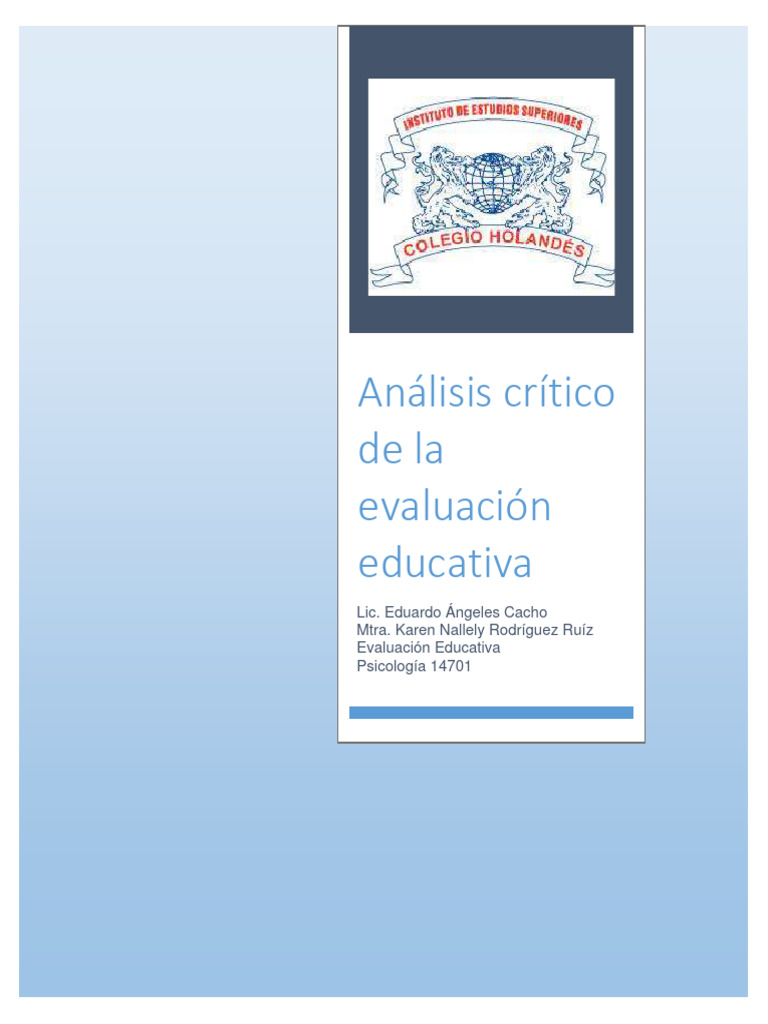 Evaluación Educativa | PDF | Evaluación | Plan de estudios