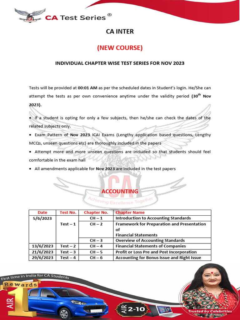 CA Inter Chapter Wise Test Series 2023 | PDF | Audit | Income Tax
