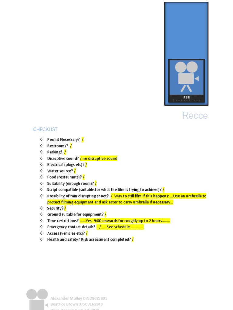 Recce List Completed | PDF
