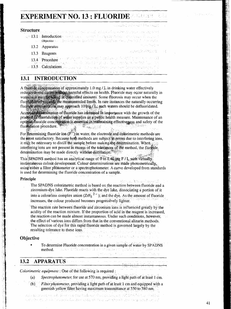 Fluoride Concentration Analysis Method | PDF | Fluoride | Spectrophotometry