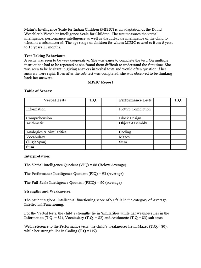 Misic | PDF | Wechsler Adult Intelligence Scale | Learning