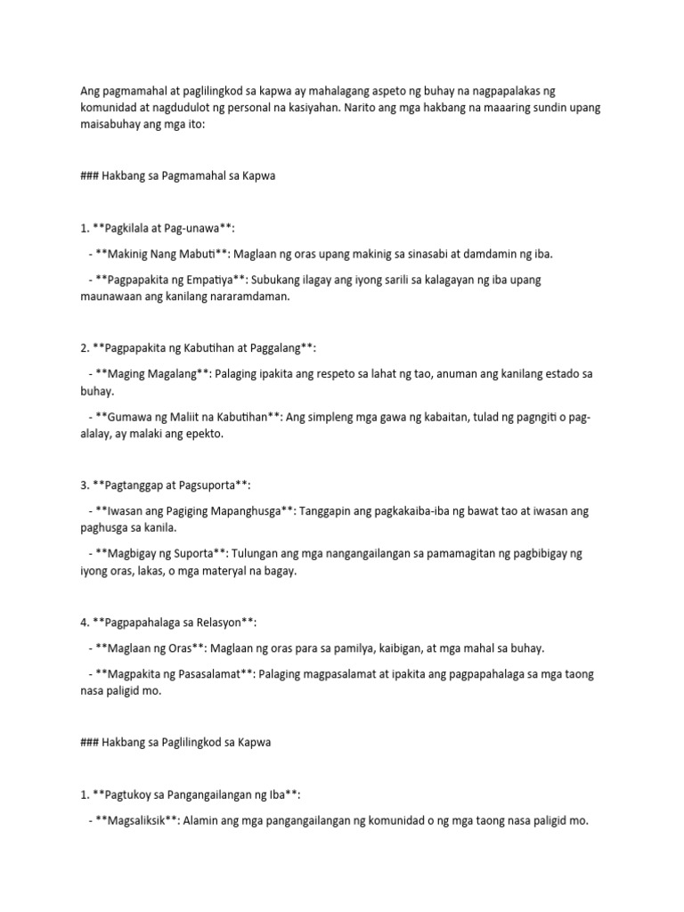 Ang Pagmamahal At Paglilingkod Sa Kapwa Ay Mahalagang Aspeto Ng Buhay