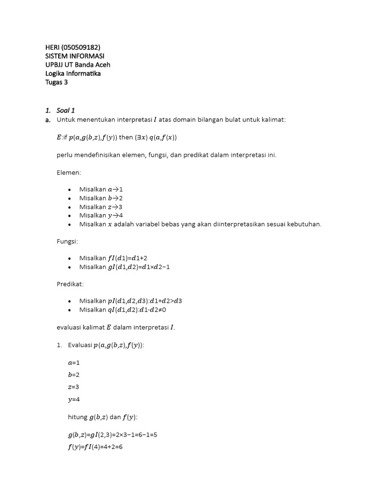 Evaluasi Logika Informatika Tugas 3 | PDF | Metode & Bahan Ajar | Sains ...