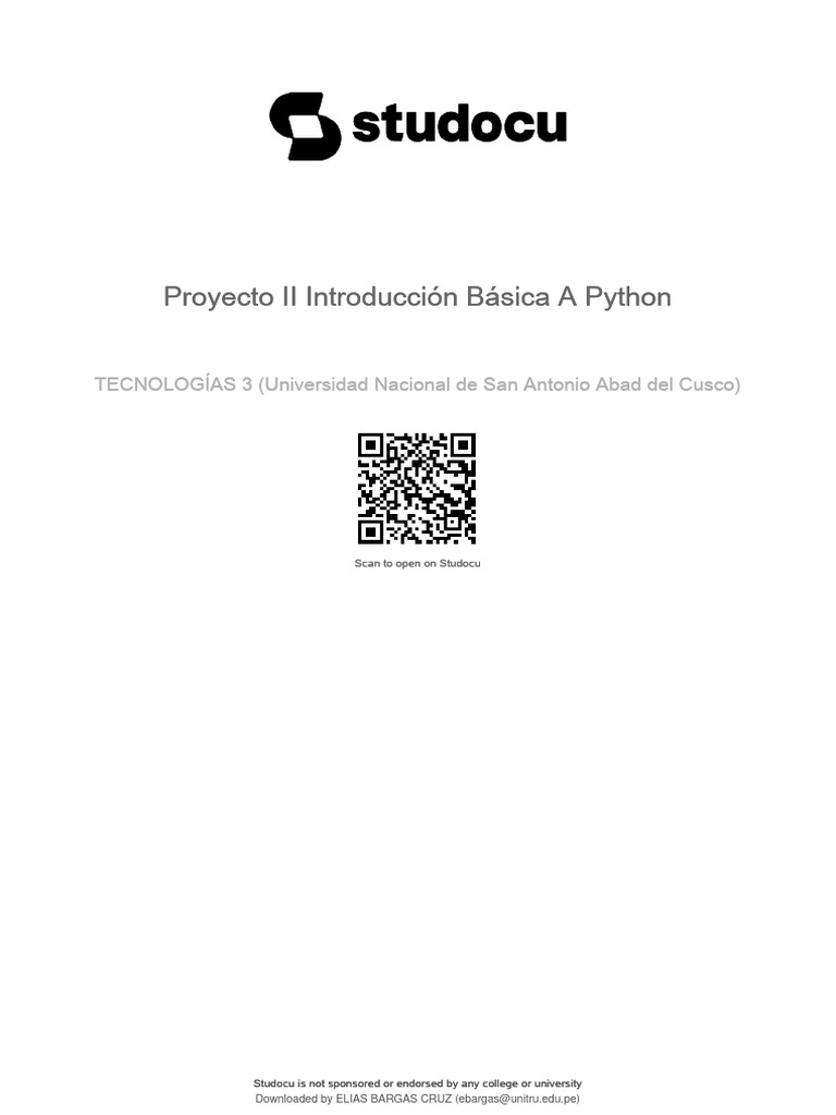 Proyecto II Introduccion Basica A Python | PDF | Python (lenguaje de ...