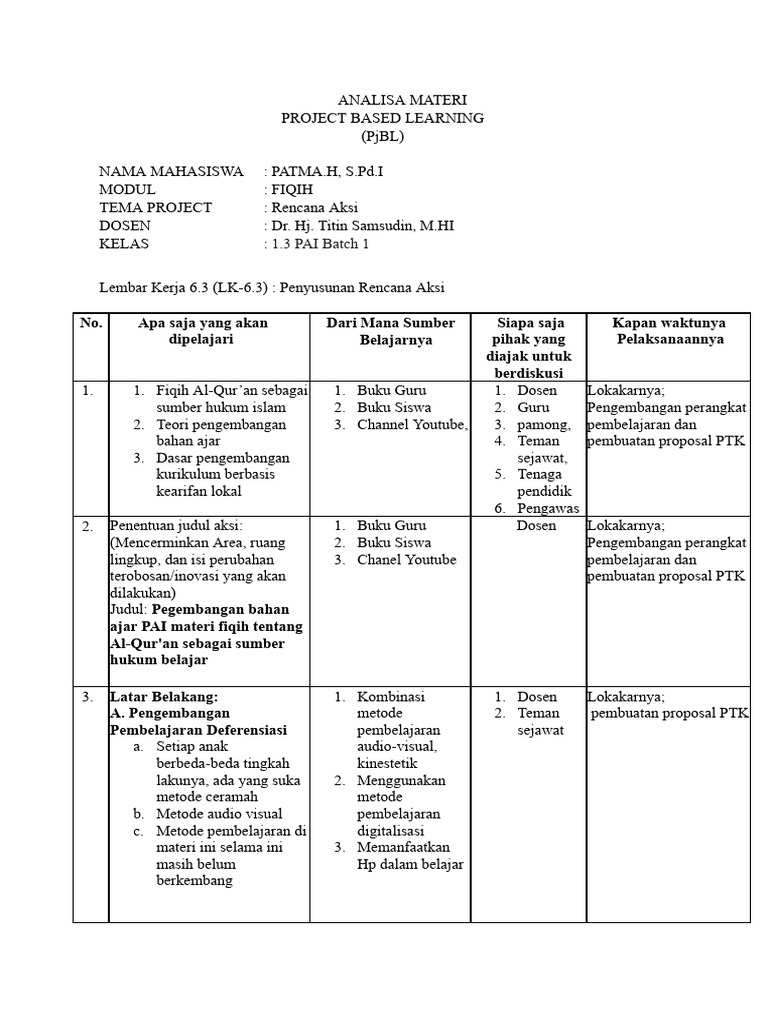 Analisa Materi Project Based Learning (PJBL) | PDF | Sains & Matematika