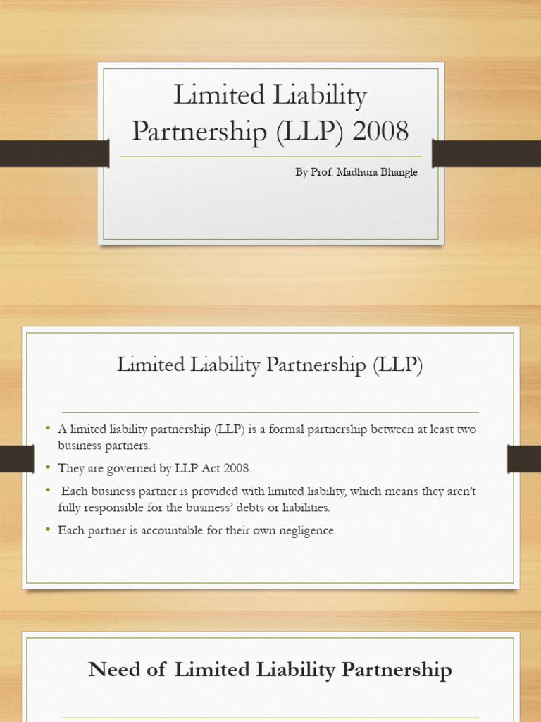 LLP Act 2008 Overview and Key Sections | PDF | Limited Liability ...