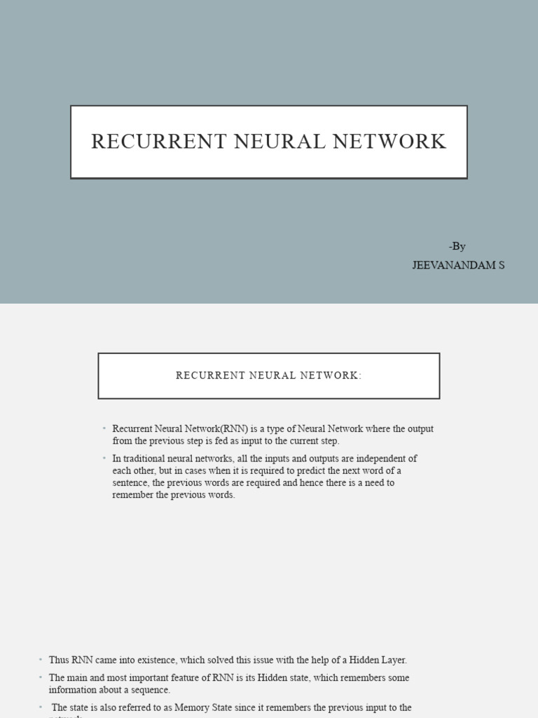 Overview of Recurrent Neural Networks | PDF | Artificial Neural Network ...