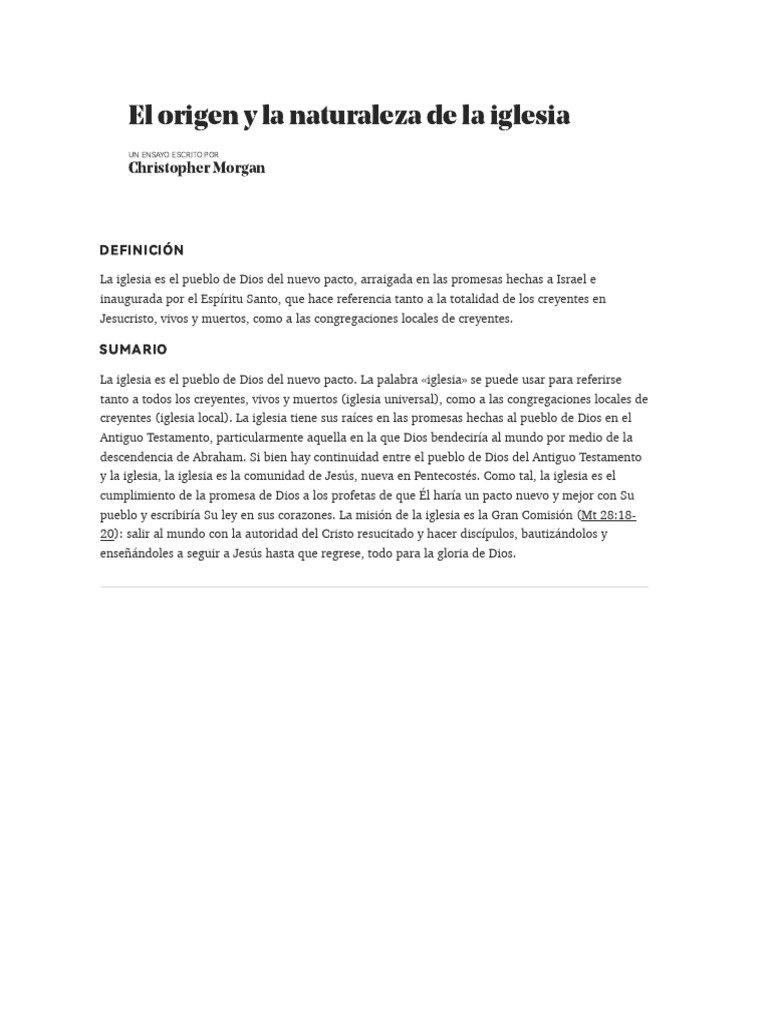 Origen y naturaleza de la iglesia cristiana | PDF | Iglesia cristiana ...
