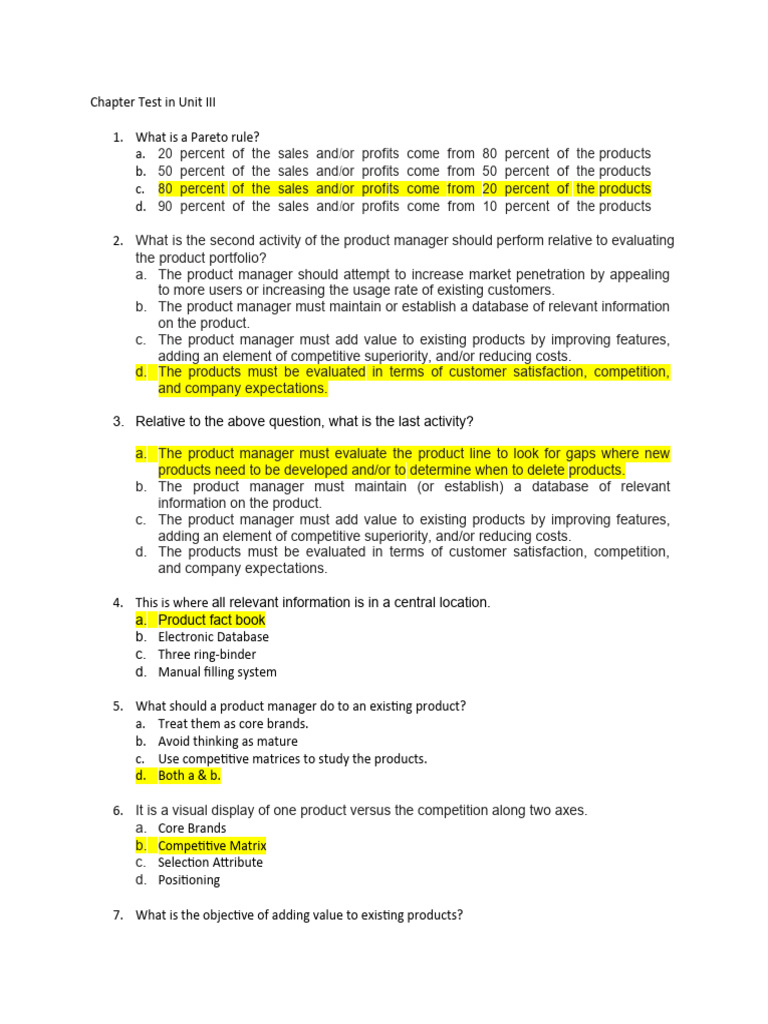 Chapter Test in Unit 3 | PDF | Product (Business) | Investing