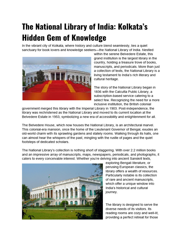 National Library of India: Kolkata's Gem | PDF | Libraries