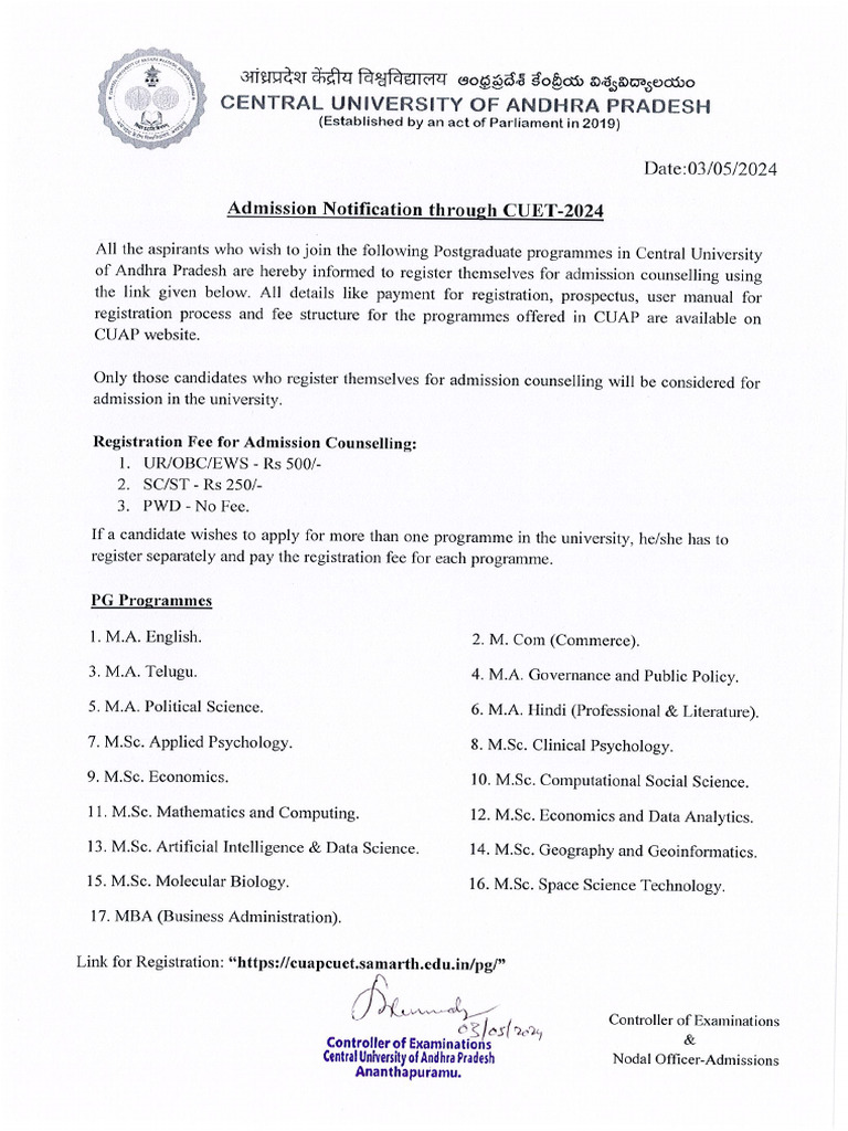 Admission Notification | PDF