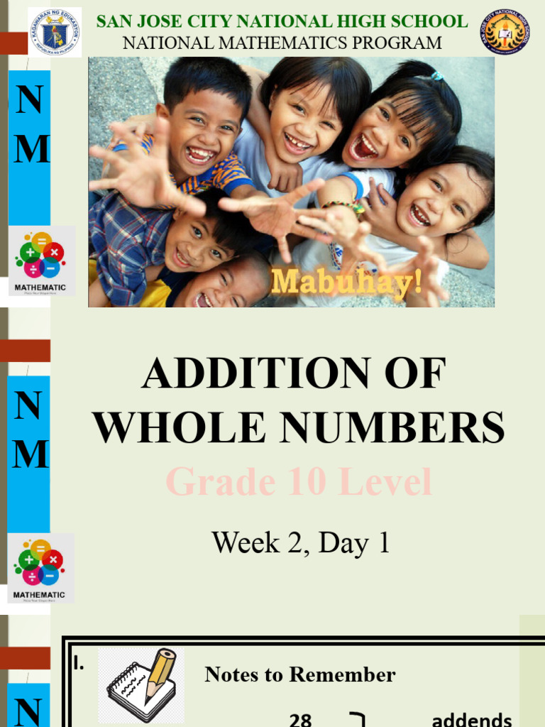 Grade 10 Whole Number Addition Guide | PDF | Summation | Abstract Algebra