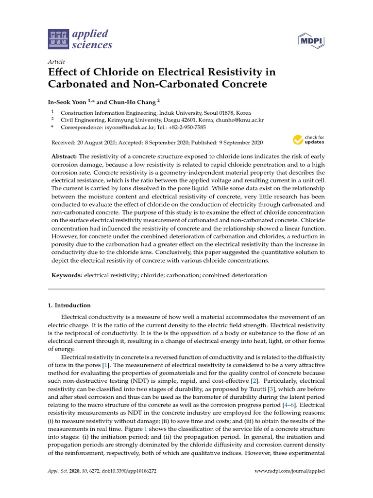 Applsci 10 06272 | PDF | Electrical Resistivity And Conductivity | Concrete
