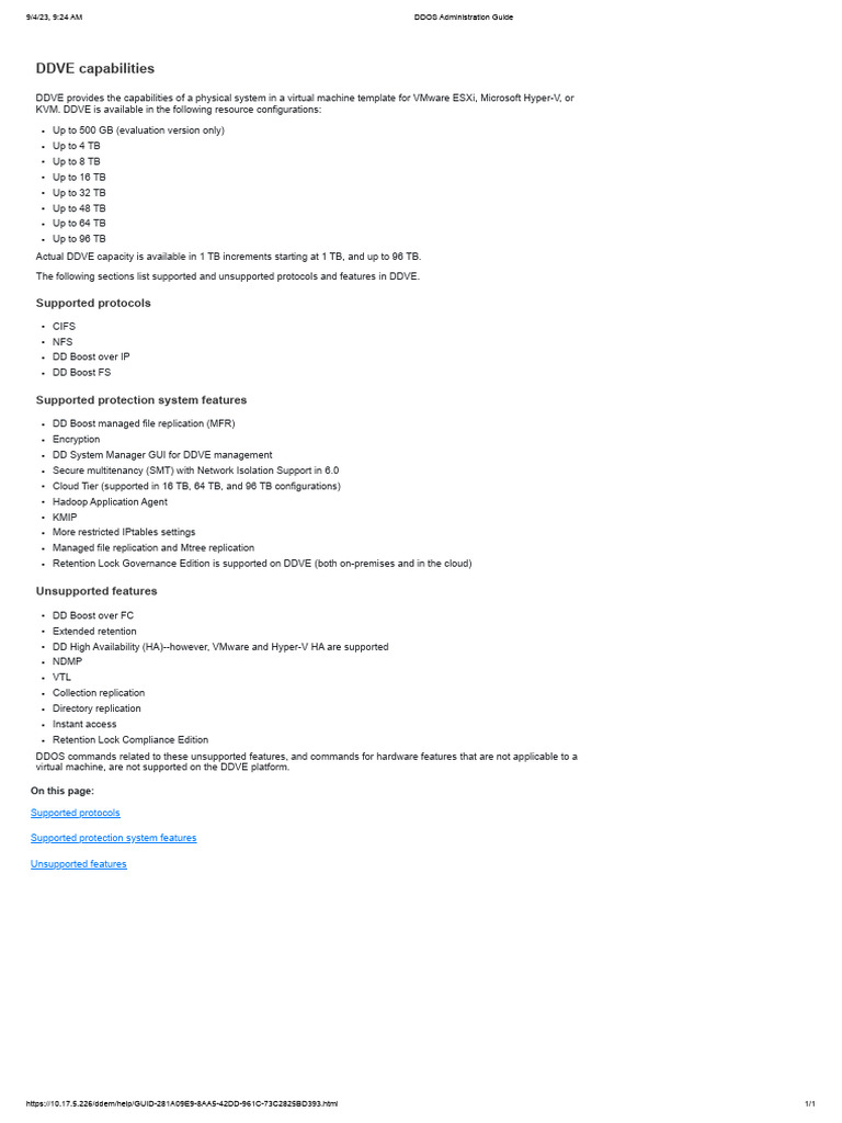 DDVE Capabilities: Supported Protocols | PDF