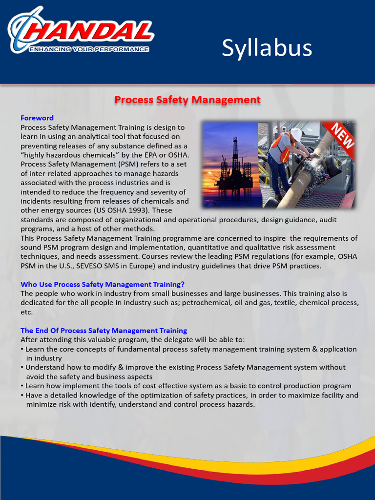 Process Safety Management Psm 2 Days Pdf Safety