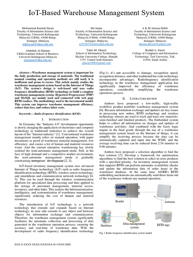 IoT-Driven Warehouse Management System | PDF | Radio Frequency ...