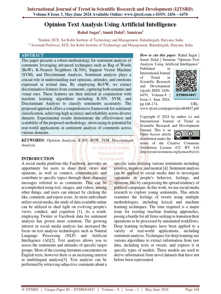 Opinion Text Analysis Using Artificial Intelligence | PDF | Statistical ...