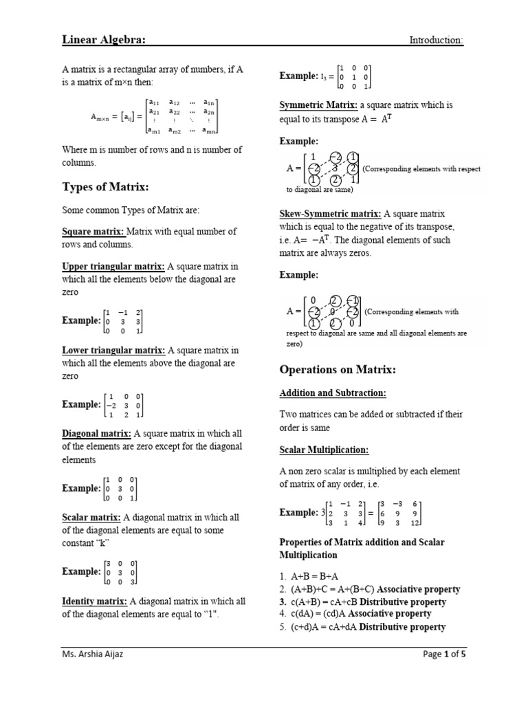 Introduction To Matrices | PDF | Matrix (Mathematics) | Determinant