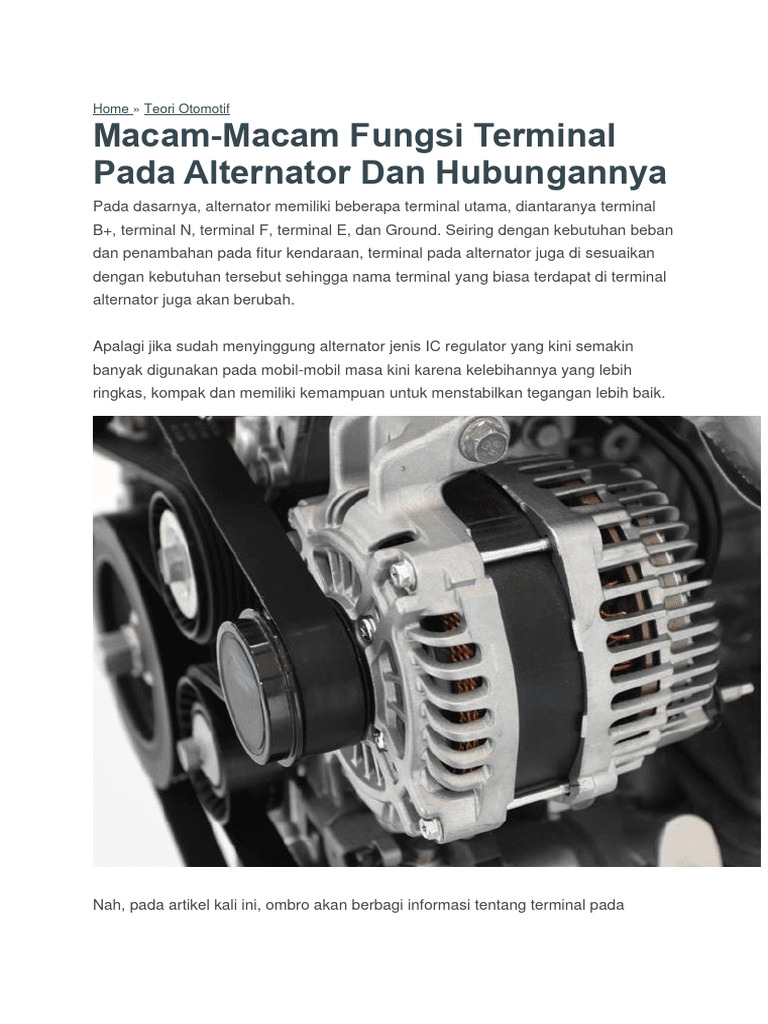 Terminal Alternator: Fungsi dan Jenis | PDF