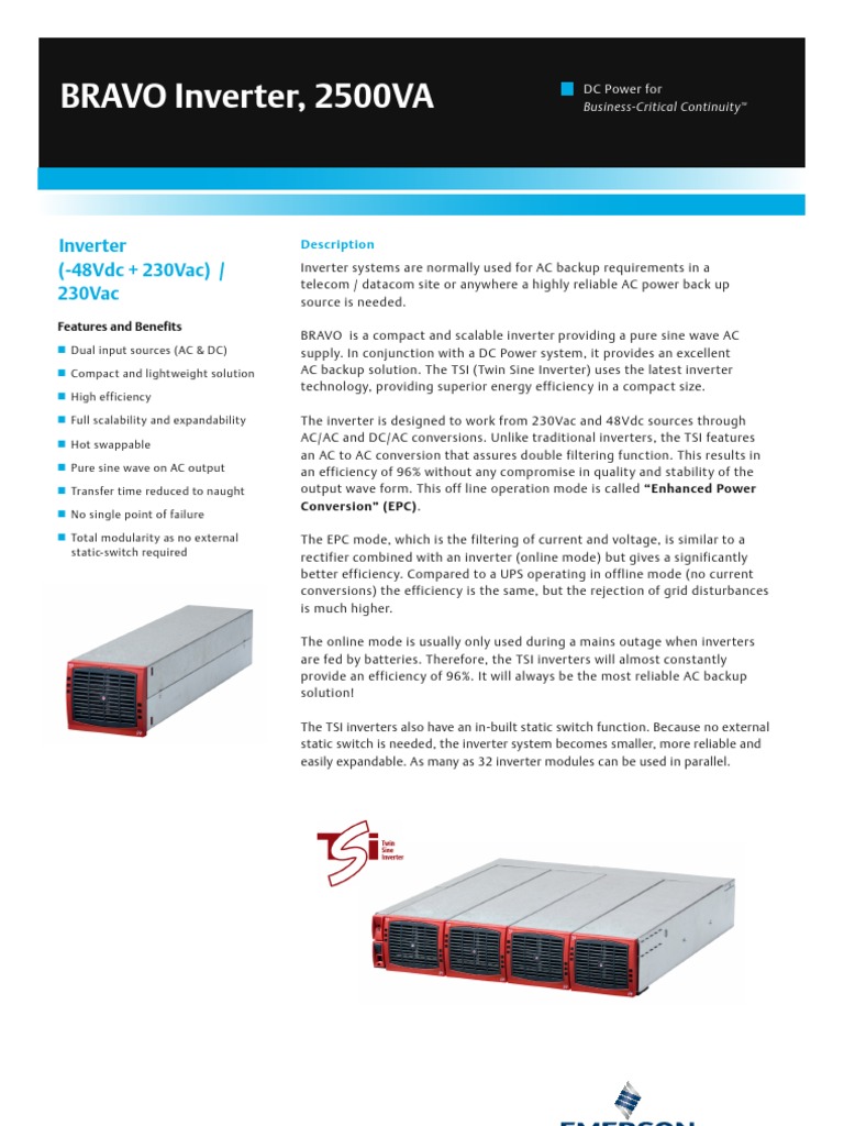 Emerson - BRAVO Inverter Data Sheet | PDF | Power Inverter ...