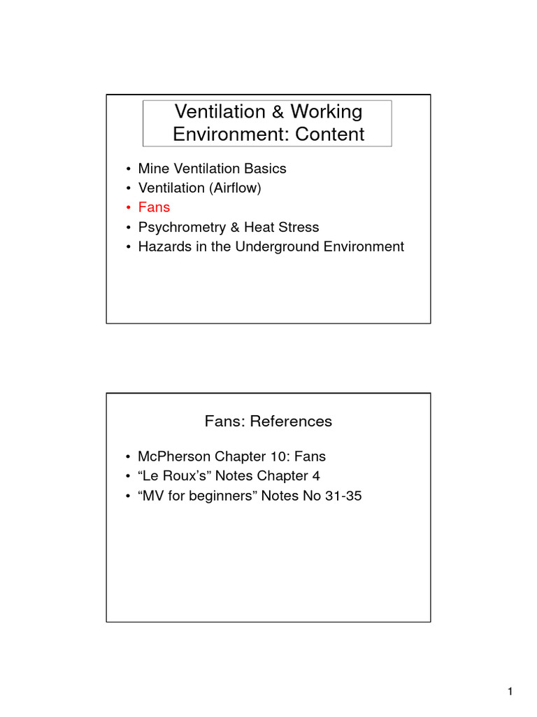 Mine Ventilation and Fan Efficiency Guide | PDF | Duct (Flow ...