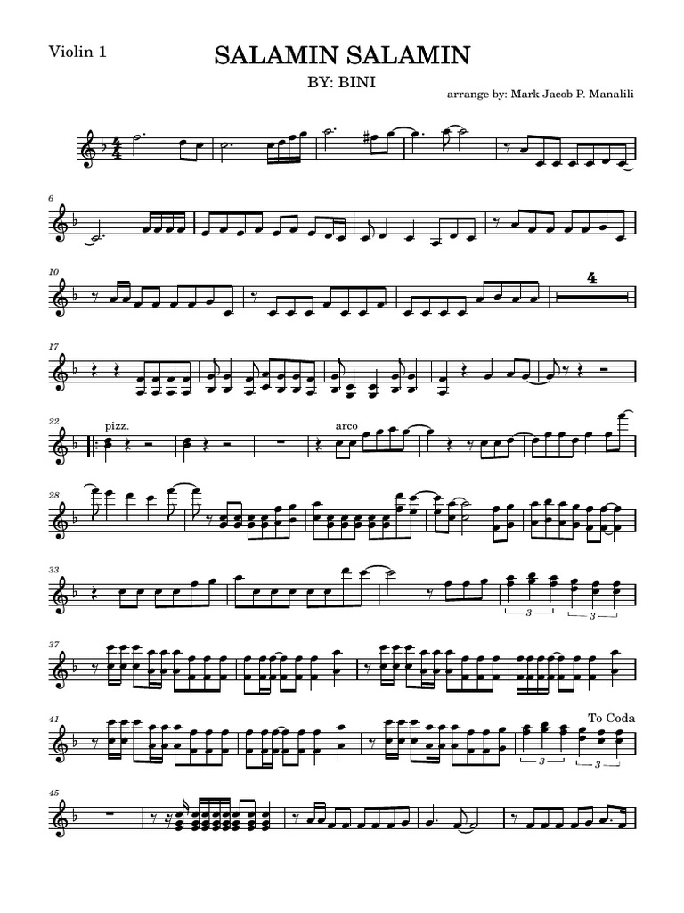 Violin Arrangement of 