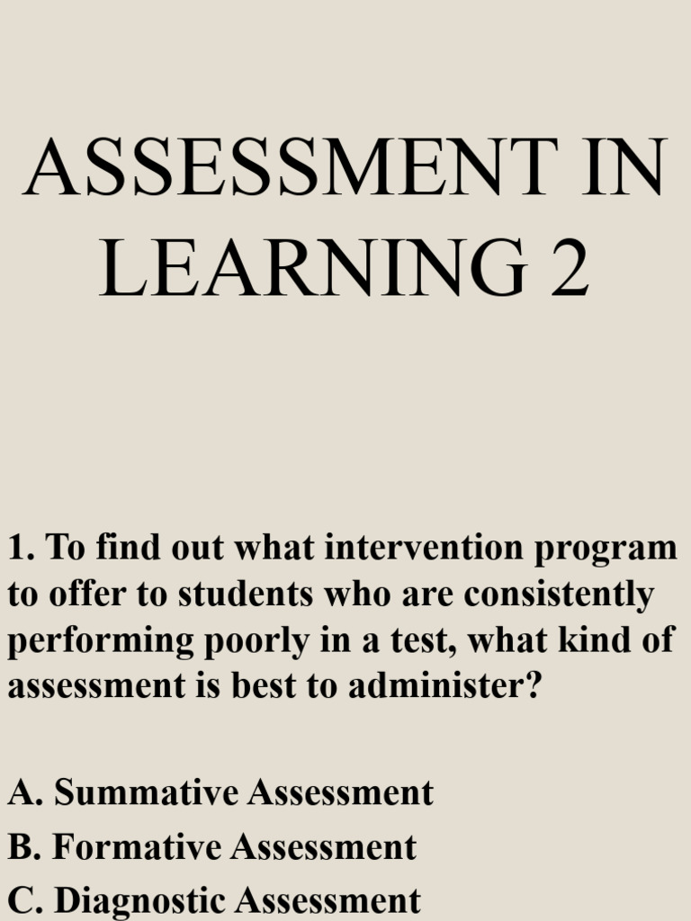 Assessment In Learning 2 Pdf Educational Assessment Learning