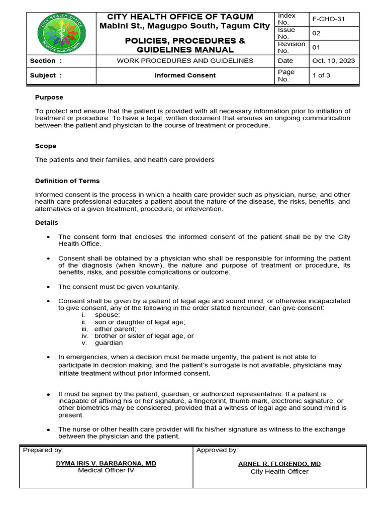Informed Consent Guidelines Manual | PDF | Informed Consent | Patient