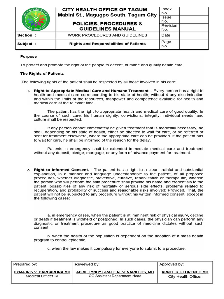 Patient Rights and Responsibilities | PDF | Informed Consent | Health Care