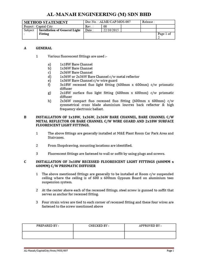 General Light Fitting Installation Guide | PDF | Building Engineering ...