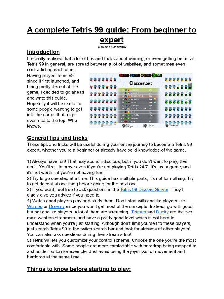 Tetris 99: Complete Beginner's Guide | PDF