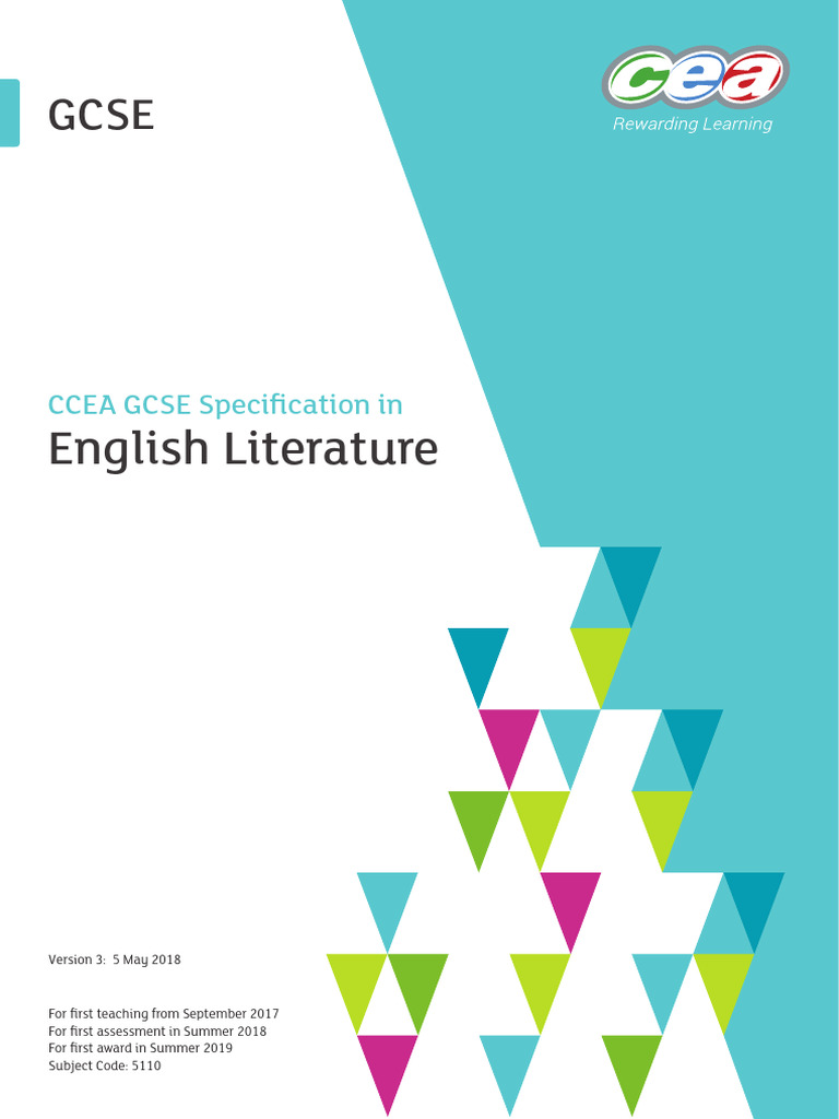 CCEA GCSE English Literature Guide | PDF | Curriculum | Teachers