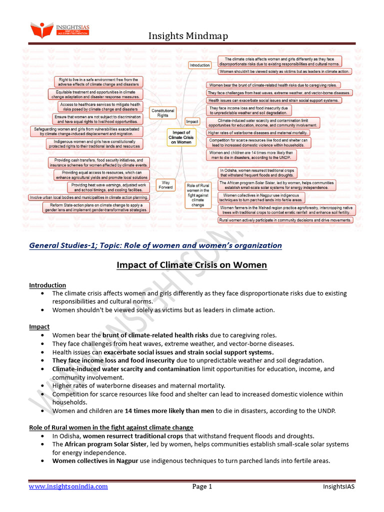 Climate Crisis Impact on Women’s Roles | PDF | Climate Change | Food ...