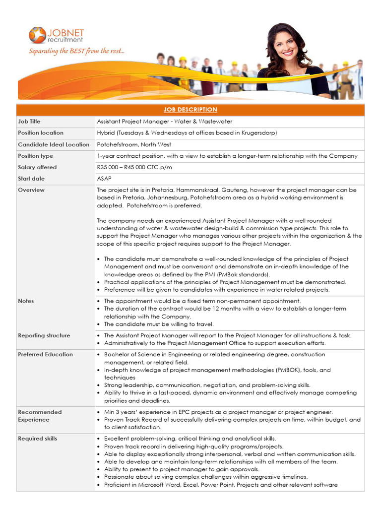 Assistant Project Manager - Water/Wastewater | PDF | Procurement ...