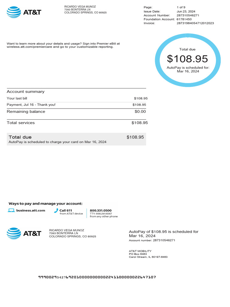 AT&T Statement | PDF | Financial Technology | Finance & Money Management