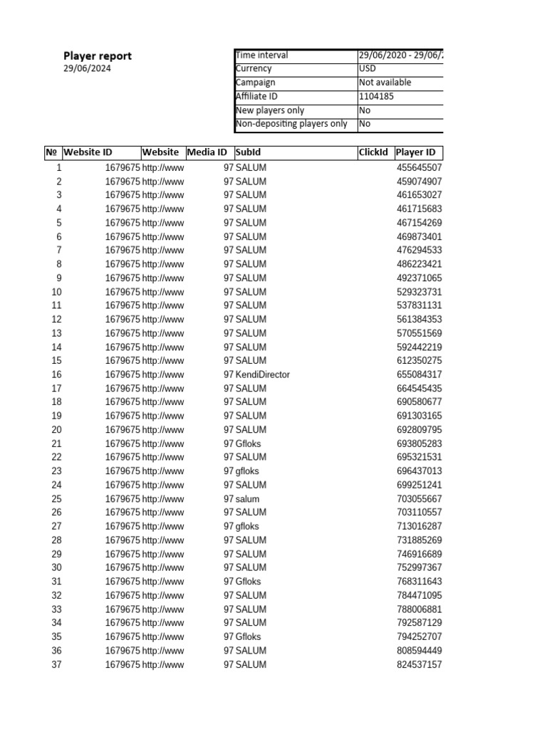 Player Report 29.06.2020-29.06.2024 | PDF | Foreign Exchange Market