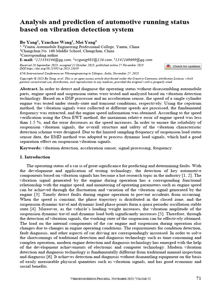 Analysis and Prediction of Automotive Running Stat PDF Internal