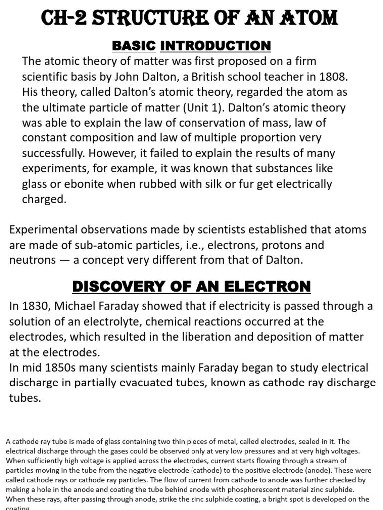 Ch-2 Chemistry Notes Part 1 | PDF | Atomic Nucleus | Atoms